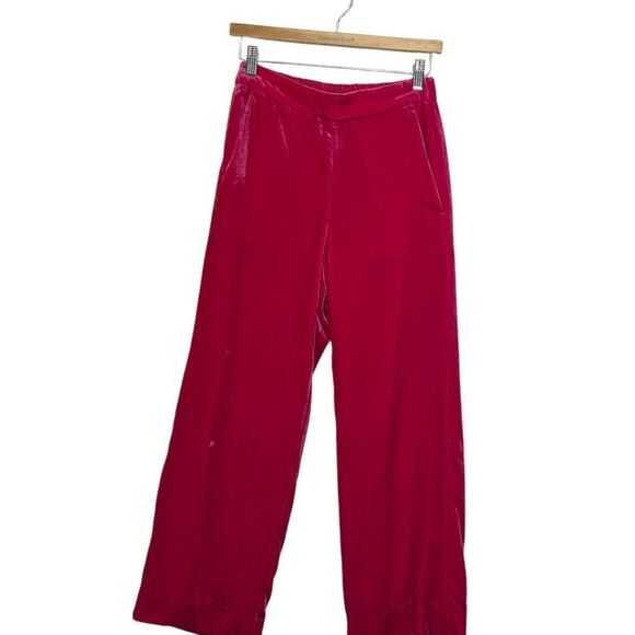 J Crew sz 0 Velvet Bright Berry Pink Pull On Peyton Pant High Rise Waist Trouser - Picture 2 of 14